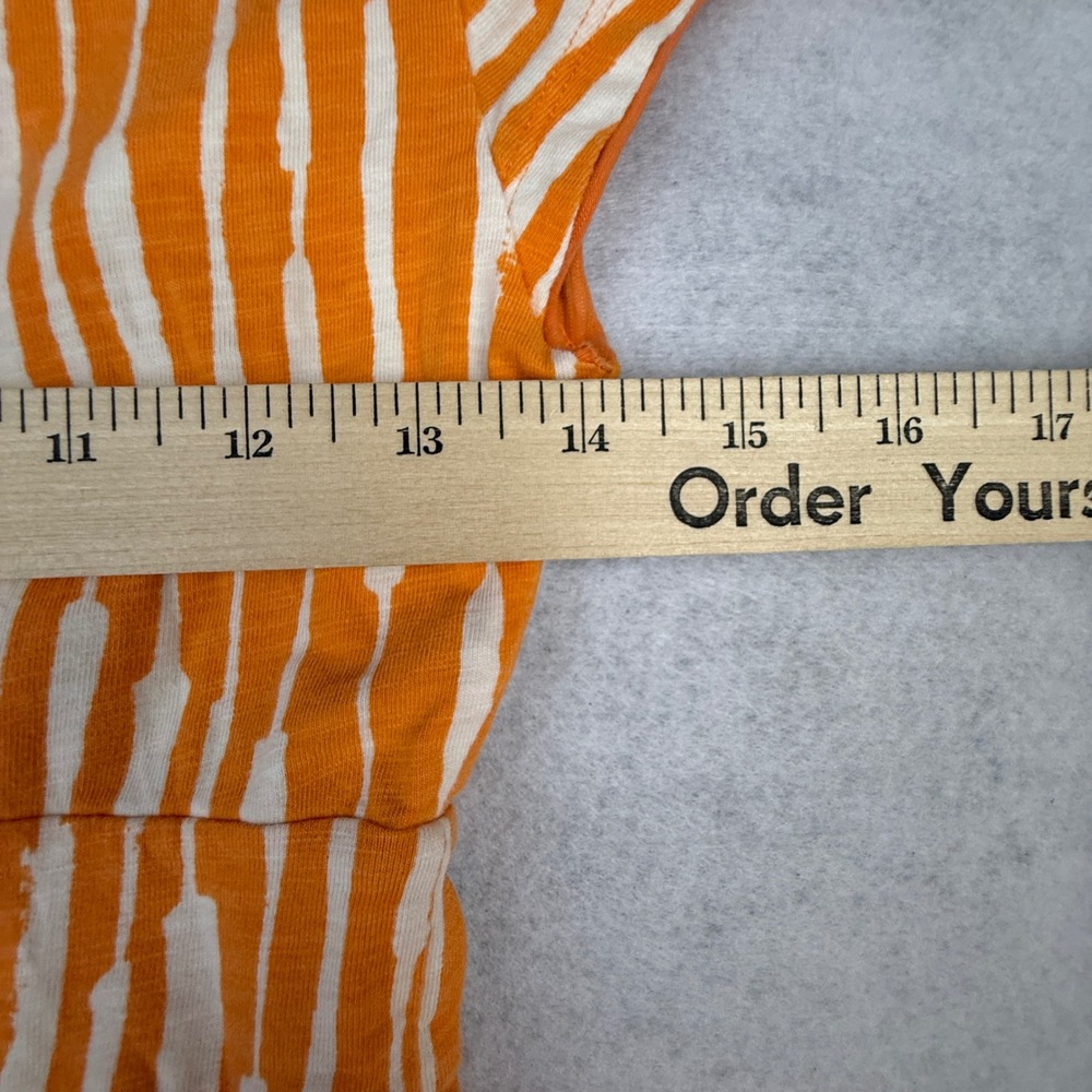 Boden Dress Womens 2P Orange Striped V-Neck Cap Sleeve A-Line Cotton Blend - Picture 11 of 14